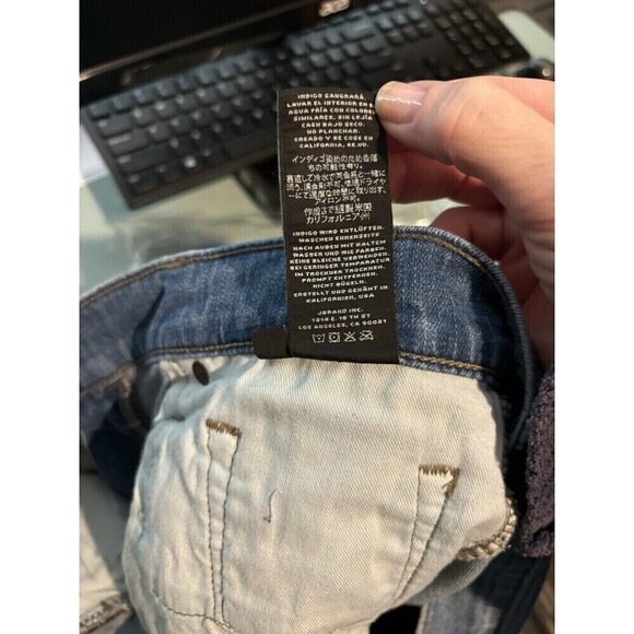 J Brand Jeans Denim Straight Leg Blue 32 Raw Hem Slouchy Boyfriend Light Stretch - Picture 7 of 10